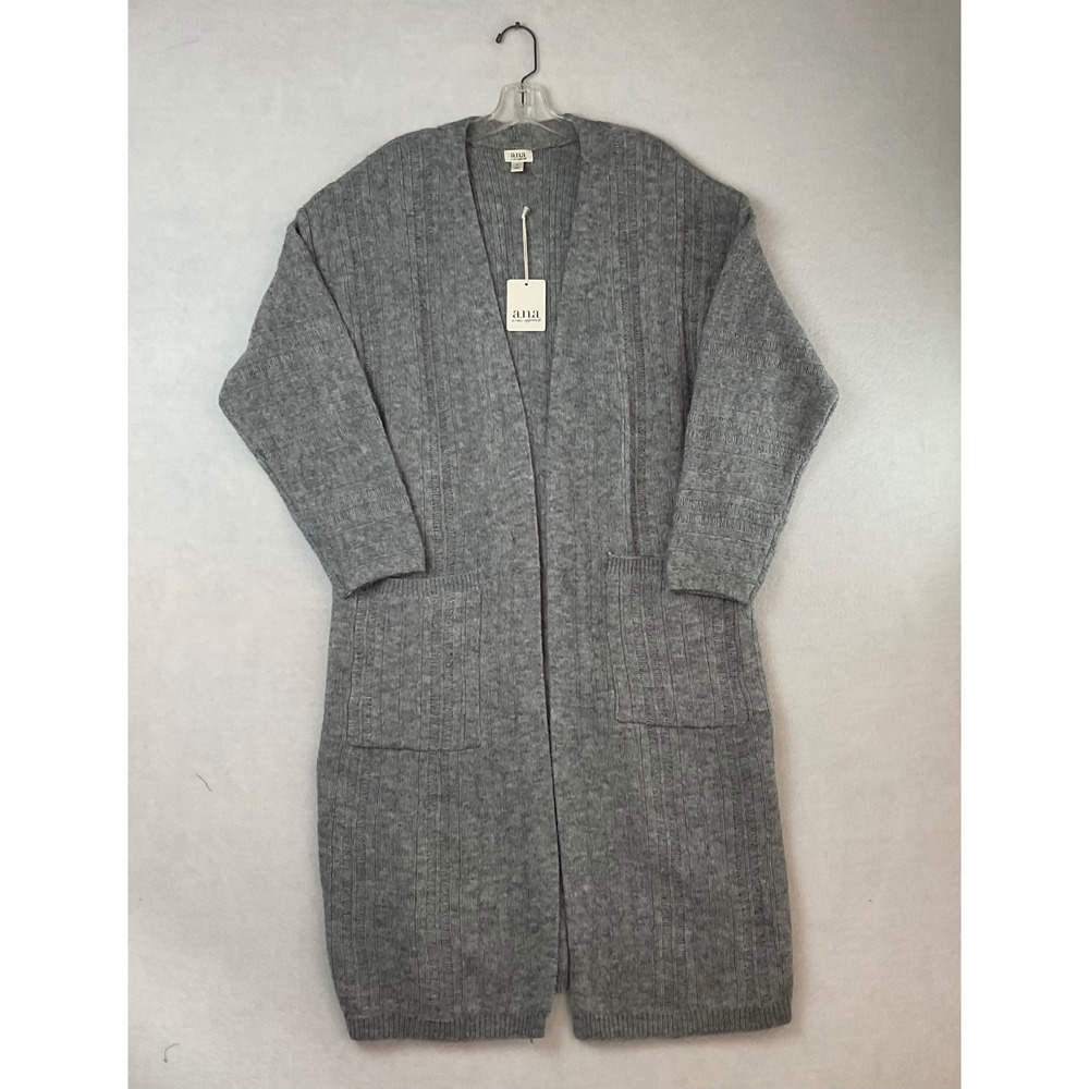 a.n.a A New Approach Gray Ribbed Duster Cardigan Sweater Longline Womens XL New